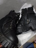 AI真皮短靴女2025秋冬季新款女鞋厚底內增高馬丁靴加絨棉鞋高跟靴子 黑色【單里】YJN1016 36 曬單實(shí)拍圖