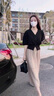 唐菓蜜連衣裙女夏季2024年新款女裝韓版時(shí)尚氣質(zhì)收腰顯瘦港風(fēng)復(fù)古裙子夏 黑色上衣+卡其色裙 M 曬單實(shí)拍圖