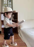 G.DUCKKIDS童裝兒童西裝套裝男童夏季一歲寶寶衣服學(xué)院風(fēng)中小童夏裝周歲禮服 豎條皇冠米色aoeeqec 80 cm 曬單實拍圖