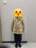 暇步士童装儿童男童女童冬季新款男女大童纯色加绒厚风衣外套 暖卡其 130cm 实拍图