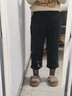 俞兆林 毛呢休閑褲女秋冬2021年新款高腰顯瘦休閑九分寬松加厚直筒褲 黑灰色加 厚款 2XL （建議135-155斤） 曬單實(shí)拍圖
