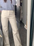 范思藍恩新復古回潮【窄版瘦瘦褲】復古直筒高腰牛仔褲四面彈百搭褲14295 奶白色 S 曬單實(shí)拍圖