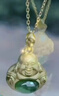 賽菲爾金鑲玉彌勒佛吊墜女款 5D硬金足金和田玉佛項(xiàng)墜 綠玉款 金重約1.32克 曬單實(shí)拍圖