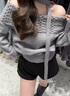 燦圖韓系潮流一字肩針織衫毛衣服女春秋季慵懶氣質(zhì)高級(jí)小個(gè)子上衣打底 灰色 常規(guī) 均碼 曬單實(shí)拍圖