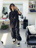 古帝戈新款男士倒三角百搭厚底增高高幫板鞋男女黑白時(shí)尚真皮暗黑情侶鞋 黑白 41 男款 曬單實(shí)拍圖