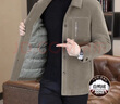 皮爾卡丹（pierre cardin）毛呢羽絨服男中款秋冬裝加厚水晶砂呢子外套2025新款男裝翻領衣服 卡其色 加 羽絨 2XL 建議135-150斤 曬單實拍圖