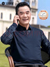 寶財(cái)羊中老年假兩件長袖t恤男春秋裝爸爸裝polo格子針織衫老人上衣服 曬單實(shí)拍圖
