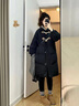 雪妃藍琪（XUEFEILANQI）中長款羽絨棉服女冬季2024新款棉衣小個子加厚外套牛角扣棉襖子 黑色 M 曬單實拍圖