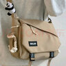 雙星（doublestar）斜挎包男單肩包女原宿工裝機能通勤大容量郵差包男大學(xué)生上課包 卡其色 曬單實(shí)拍圖