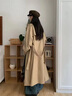 fano studios范洛Fano 2025春季新款復(fù)古經(jīng)典雙排扣風(fēng)衣女系帶廓形外套中長款 卡其黃 S 曬單實(shí)拍圖