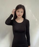 浪莎肌底衣秋衣女上衣單件秋冬季超薄款保暖內衣打底內穿修身隱形美膚 黑色上衣·輕薄速暖肌底衣 均碼 70-140斤 曬單實(shí)拍圖