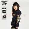 BOY JUNIOR秋冬潮牌連帽衛(wèi)衣柔軟舒適加厚加絨字母百搭男女兒童裝K04010 黑色 155cm 曬單實拍圖