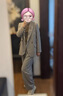 LILY秋新款女裝含綿羊毛直腿顯瘦OL通勤套裝西裝褲女款闊腿褲 717卡其 S 曬單實(shí)拍圖