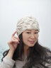 黛莎 新款毛線(xiàn)帽子女秋冬季保暖包頭帽月子帽韓版時(shí)尚套頭帽鏤空手工針織帽 米色 曬單實(shí)拍圖
