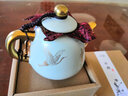 汝道 汝窯茶壺單壺陶瓷功夫茶具泡茶器大容量手柄壺描金可養開(kāi)片汝瓷 汝窯仙鶴潘壺220ml 曬單實(shí)拍圖