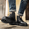 森馬男鞋春季英倫風(fēng)真皮高幫馬丁靴男士防水厚底增高休閑黑色工裝潮靴 黑色 41 曬單實(shí)拍圖