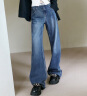 MO&Co.春秋设计感拼接高腰牛仔裤复古美式直筒阔腿裤 牛仔蓝色-第2批 28/L 晒单实拍图