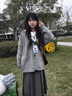 DXOT灰色毛衣外套女秋冬2025新款寬松外穿日系慵懶風(fēng)復古軟糯針織衫女 灰色 M 建議90-110斤 曬單實(shí)拍圖
