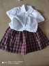 布恩普深圳校服白襯衫禮服男女短袖襯衣裙子夏季男女生班服 女襯衣+裙子+領(lǐng)結(jié) 130 曬單實(shí)拍圖