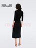 Diane von Furstenberg[小黑裙] 七分袖摩登針織中長(cháng)裹身連衣裙MR49E00 曜石黑 S 曬單實(shí)拍圖