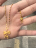 周大福閃閃花片足金黃金項鏈素鏈女生日禮物(工費:180計價(jià))EOF30 45cm 足金 約3.55g 曬單實(shí)拍圖