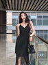 Mandy Zhang黑色流蘇吊帶連衣裙輕奢高級感禮服夏天女裝2024年夏季新款氣質(zhì) 燕尾黑 S 160/84A 曬單實拍圖