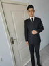 BUSYCON西裝套裝男新郎結(jié)婚正裝藏藍(lán)商務(wù)條紋雙排扣英倫風(fēng)婚禮西服三件套 藍(lán)色條紋 上衣+馬甲+褲子 50 曬單實(shí)拍圖