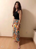 浪莎適合胯大腿粗的裙子一片式沙灘裙2026新款夏季不規則碎花半身長(cháng)裙 黃色紫蘇葉 均碼 建議80-140斤內 曬單實(shí)拍圖
