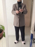 羅蒙（ROMON）羊毛呢大衣男西裝領(lǐng)雙面尼加厚風(fēng)衣秋冬季中長(zhǎng)款男裝毛絨外套 卡其色 XL 適合130-150斤 曬單實(shí)拍圖