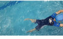 特步（XTEP）儿童泳衣男童连体小中大儿童泳镜泳帽游泳套装 藏青色 14#  实拍图