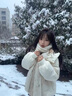舒芳蝶（shufangdie）羽棉襖絨服女2024年秋冬季韓版寬松棉衣加厚外套面包服時尚棉服女 美拉德白 M 曬單實(shí)拍圖