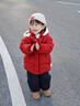 班喜迪女童棉服冬裝新款兒童加絨夾棉外套寶寶新年保暖棉衣襖冬季拜年服 紅色 100 cm 曬單實(shí)拍圖