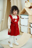 班喜迪女童連衣裙冬裝洋氣針織裙子周歲女寶寶禮服抓周拜年服兒童公主裙 紅色 100 cm 曬單實(shí)拍圖