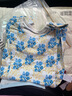 Milkbarn寶寶連體服夏季空調(diào)房睡衣6-24月嬰兒長(zhǎng)袖哈衣爬服 冰藍(lán)雪絨花 80cm (12-18m) 曬單實(shí)拍圖