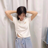 喜詩萊 CESLAY夏季套裝2025女學(xué)生韓版寬松短袖t恤polo衫+薄款牛仔背帶褲兩件套 短袖polo衫+牛仔背帶褲(兩件套) S 【建議95斤以下】 曬單實拍圖