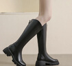 達芙妮不過(guò)膝靴子女長(cháng)筒靴秋冬瘦瘦靴騎士靴高跟復古長(cháng)靴女 黑色 37 曬單實(shí)拍圖