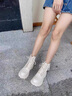 墨黛尼厚底馬丁靴女鞋2025新款夏季小個(gè)子休閑鞋系帶白色短靴子女靴 米白色 皮里 40 (250mm) 國內(nèi)標(biāo)準(zhǔn)皮鞋碼 曬單實(shí)拍圖