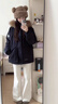 多菲尼森 小個(gè)子毛領(lǐng)加厚羽絨棉服女士2024年冬韓版休閑寬松學(xué)生保暖外套 派克棉服藏青色 M 【110-130斤】 曬單實(shí)拍圖