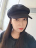 昏鏡貝雷帽子女顯臉小文藝復古報童帽畫(huà)家帽百搭八角帽英倫款 毛呢黑色 56-58CM 曬單實(shí)拍圖