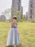 小咔衣濃兒童禮服公主裙花童婚紗小女孩生日主持人高端女童鋼琴演出服秋季 灰色長(cháng)款無(wú)袖01-C2 130 曬單實(shí)拍圖