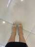 貝蘭思琦 時(shí)尚水鉆一字帶防水臺高跟涼鞋女夏季新款仙女風(fēng)粗跟魚(yú)嘴鞋8768 金色 39 曬單實(shí)拍圖