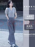 可茵（Keyin）休閑褲女裝新款2025年夏季套裝女減齡時尚小香風闊腿褲女長褲子女 上衣+褲子 M 曬單實拍圖