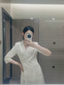 AD新款七分袖杏色連衣裙女商務(wù)通勤裙子主持人上鏡裝OL 七分袖連衣裙 S 曬單實(shí)拍圖