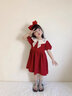 蓓馨貝（Beixinbei）一周歲女寶寶生日禮服女童連衣裙洋氣3歲女孩泡泡袖娃娃領公主裙2 酒紅色珍珠娃娃領連衣裙 100 建議2歲左右 曬單實拍圖