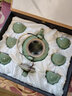 靈青坊手工青瓷大容量泡茶壺開(kāi)片可養線(xiàn)提梁壺家用哥窯功夫茶具茶杯套裝冰裂紋陶瓷大號涼水壺整套禮盒裝高檔 哥窯梅子青（一壺六杯） 曬單實(shí)拍圖