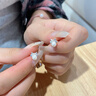 中國黃金（CHINA GOLD）990足銀蝴蝶結珍珠耳釘女款養耳洞時(shí)尚耳飾結婚生日禮物女送女友 蝴蝶結耳釘【S990足銀】 曬單實(shí)拍圖