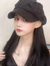 蘇木佰帽子女春秋褶皺貝雷帽顯臉小云朵帽百搭素顏包頭帽大頭圍八角帽 黑色【春秋款】褶皺立體顯臉小 可調節（54~60cm） 曬單實(shí)拍圖