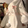 斐莉玥奶系可愛(ài)兔耳朵羊羔絨衛衣外套女冬小個(gè)子加絨加厚毛茸茸棉襖棉服 白色 M 建議80-100斤 曬單實(shí)拍圖