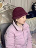 江南故事帽子女秋冬老人圍巾保暖中老年女士冬季兔羊毛媽媽毛線帽生日禮物 酒紅色【精美禮盒裝】 曬單實(shí)拍圖