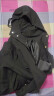 洛夫伦(加棉加厚可选）风衣男中长款大码宽松休闲潮流过膝大衣连帽外套 黑色 3XL（适合175-210斤） 实拍图